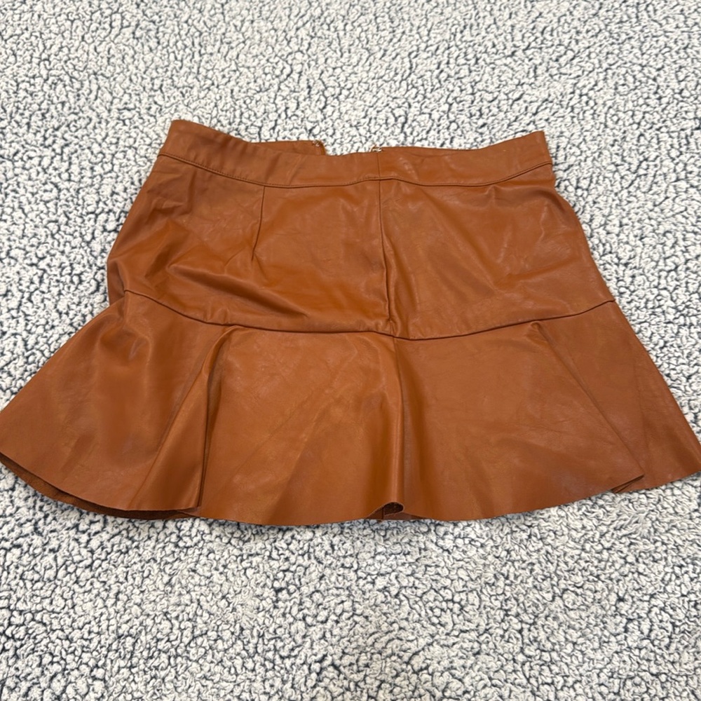 DO+BE, Cognac Brown, Faux Leather Skirt, Size M
